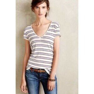 Anthropologie Bordeaux XS striped tee shirt